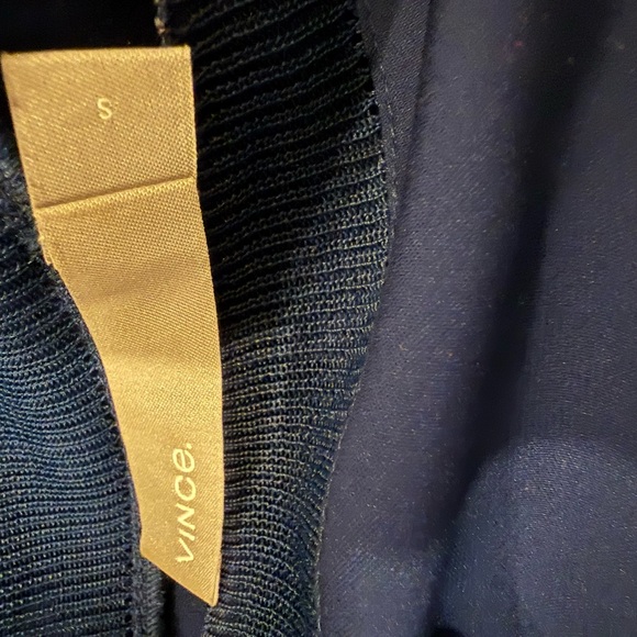 Vince Blue Silk Ribbed Trim Blouse Size L - Picture 4 of 5